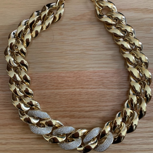 NWT Michael Kors Gold & Diamond Statement Necklace - Picture 1 of 4